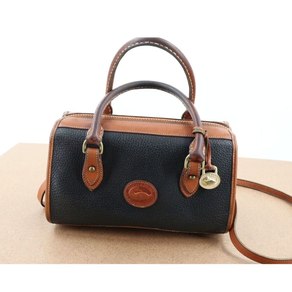 Dooney and Bourke Vintage Made in USA Barrel Boston Bag Black Brown 90s